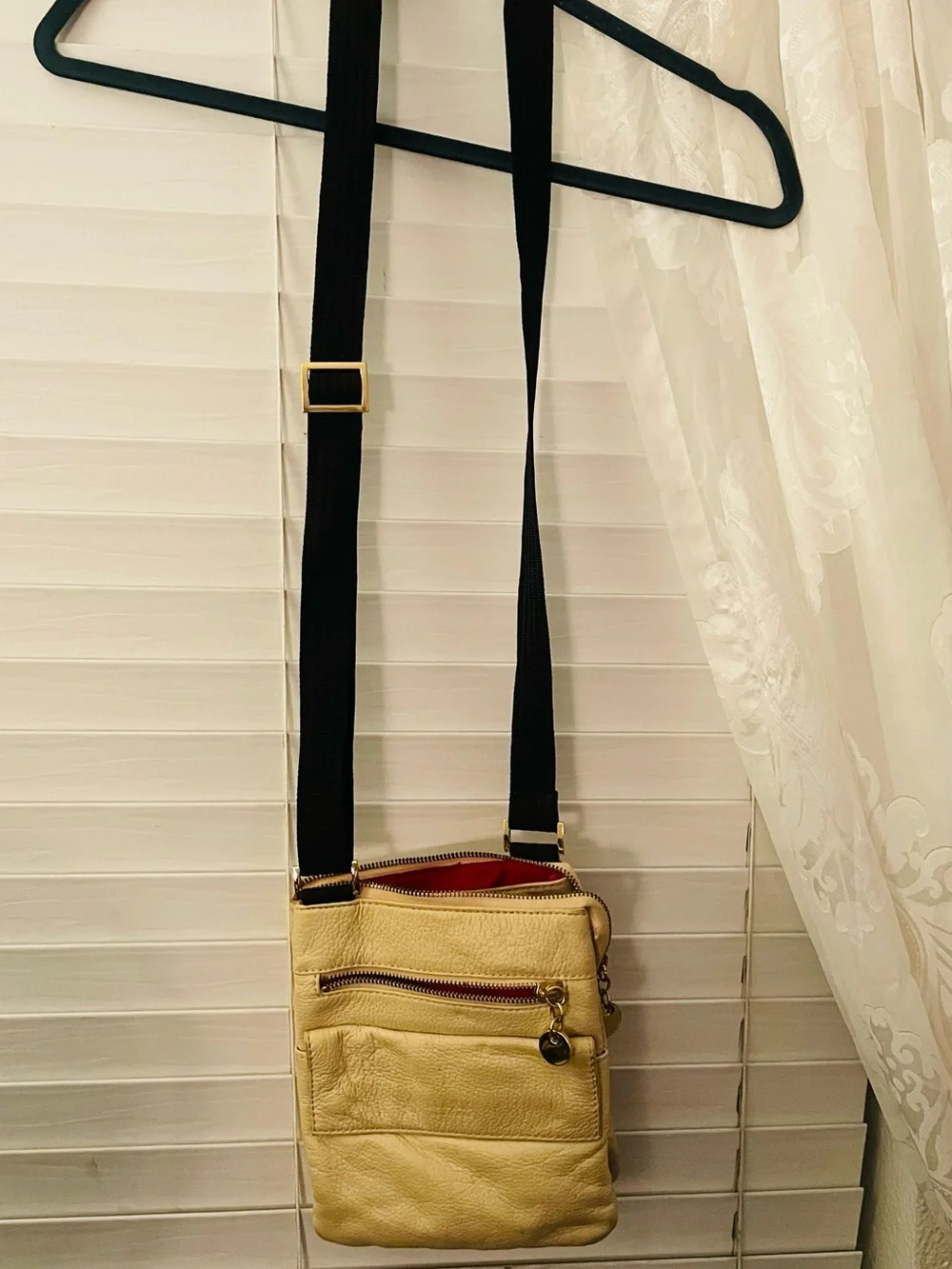 Compact Crossbody Bag in Cream with Adjustable Strap